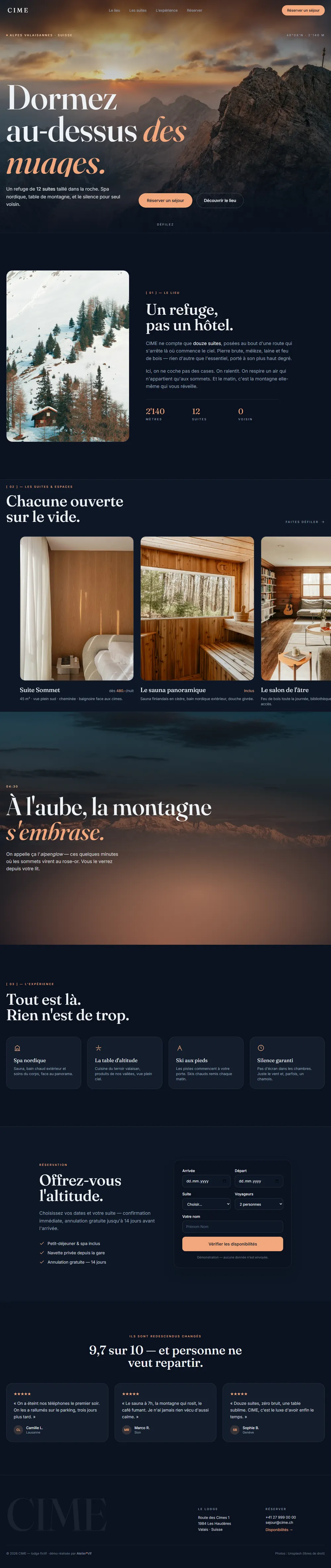 Démo CIME — lodge & spa d'altitude, page complète